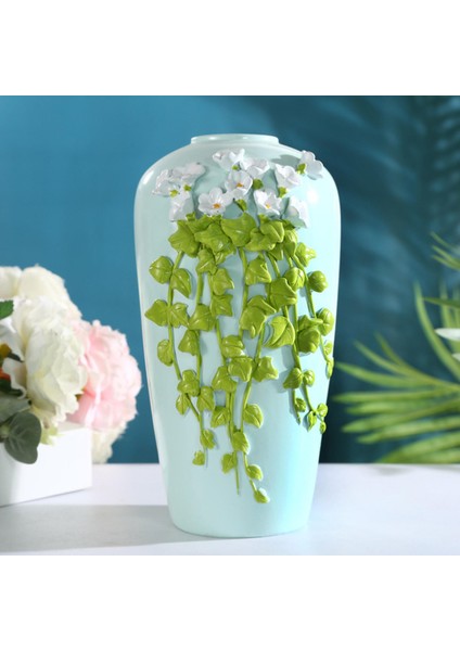 Chic Reçine Kuru Çiçek Vazo Dekor 3D El Yapımı Ofis Dekor Bitki Pot Doku 11X19CM (Yurt Dışından)