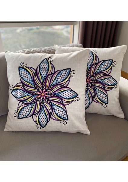 Mandala Desenli Dekoratif 2'li Minder Kılıfı Seti 60X60 cm