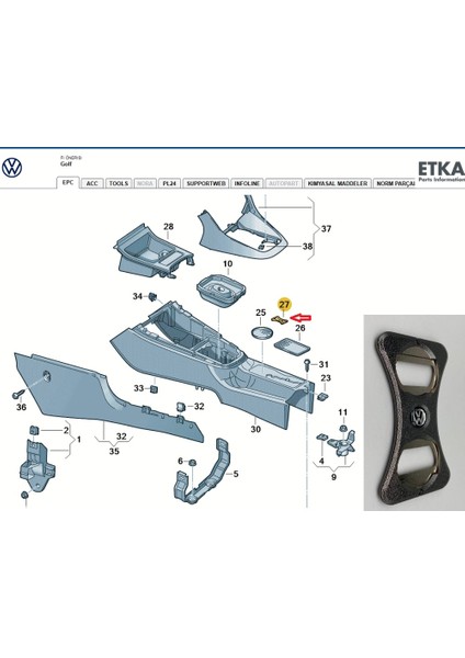 Golf 5 (2004 -- 2009) Şişe Açacağı 1K0858230A / 1K0858230 modelleri