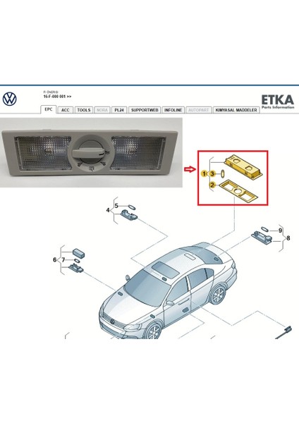 Tiguan (2008 -- 2011) Arka Tavan Lambası (Gri) 6Q0947291A / 6Q0947291