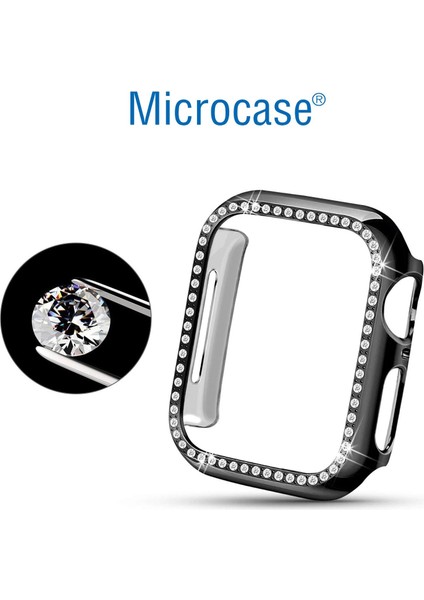 Apple Watch Uyumlu 7 45MM Elmas Taş Kaplama Önü Açık Sert Rubber Kılıf - Rose Gold fırsatları