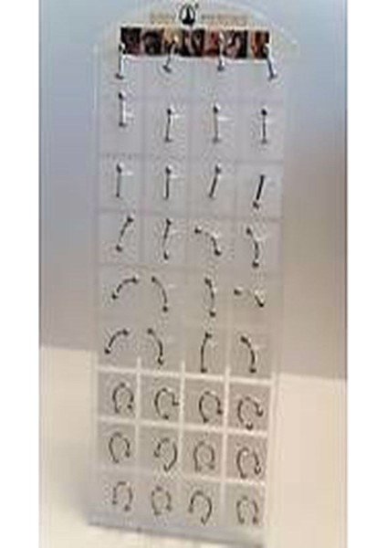 36 Adet Birden Karışık Desen Gümüş Renk Piercing