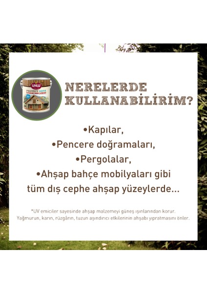 Ünlü Protect Aqua Su Bazlı Dış Cephe Vernik 2,5 Lt