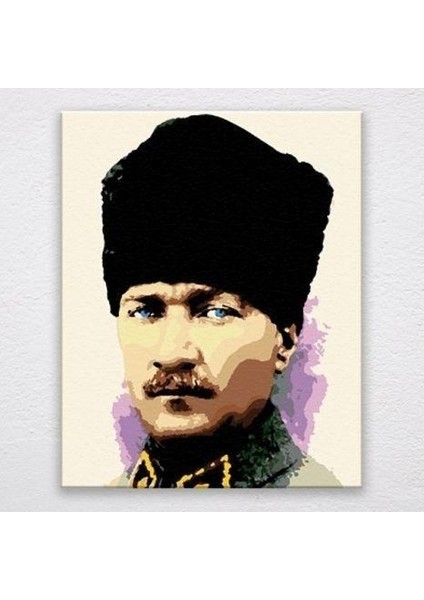 Sayılarla Boyama Seti 40 x 50 cm Tuval Şasesine Gerili Atatürk