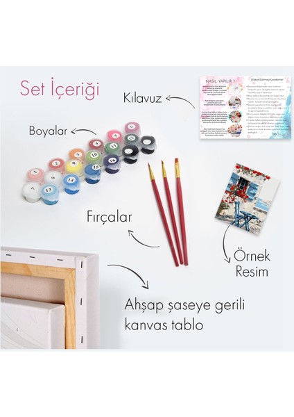 Sayılarla Boyama Seti 40 x 50 cm Tuval Şasesine Gerili Filler