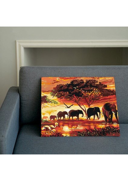 Sayılarla Boyama Seti 40 x 50 cm Tuval Şasesine Gerili Filler