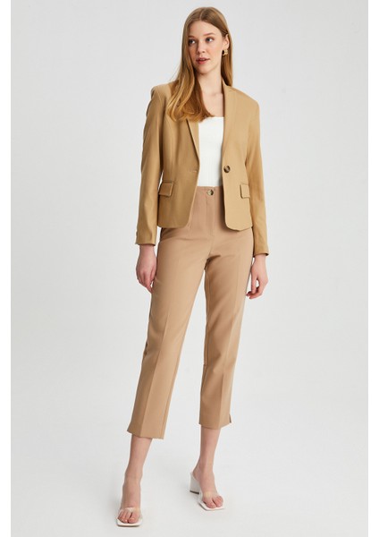 Kadın Pensli Paça Yırtmaçlı Pantolon