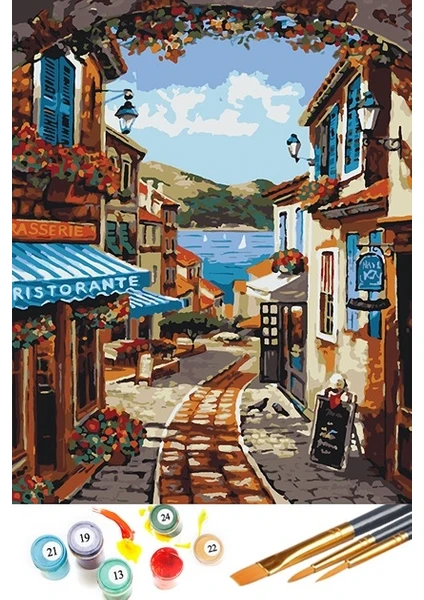 Sayılarla Boyama Seti 40 x 50 cm Tuval Şasesine Gerili Şehrin Çehresi