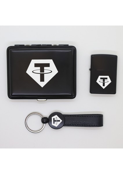 Kişiye Özel Tether (Usdt) Metal Tabaka, Zippo Çakmak ve Anahtarlık Seti