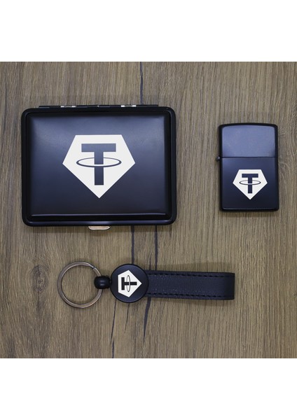 Kişiye Özel Tether (Usdt) Metal Tabaka, Zippo Çakmak ve Anahtarlık Seti