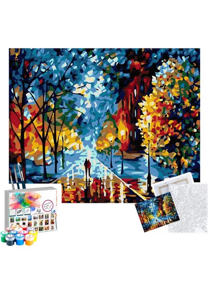 Sayılarla Boyama Seti 40 x 50 cm Tuval Şasesine Gerili Sonbahardan Kalan