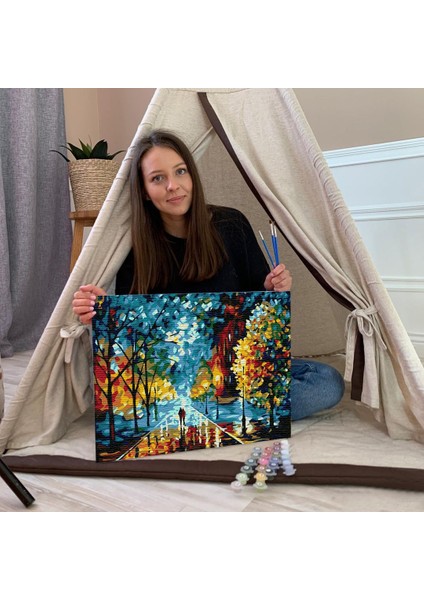 Sayılarla Boyama Seti 40 x 50 cm Tuval Şasesine Gerili Sonbahardan Kalan