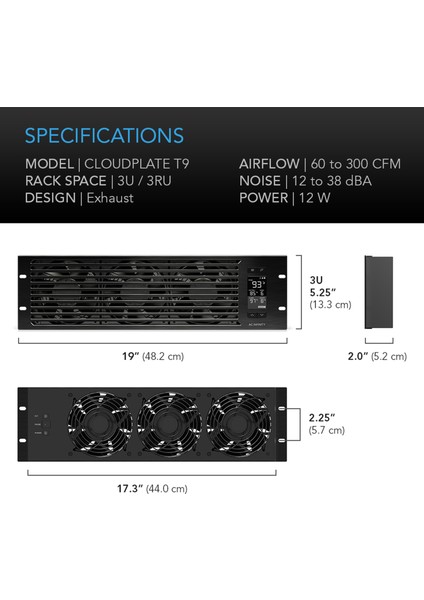 Cloudplate T9 Pro Ultra Sessiz Rack Kabinet Soğutucu Fan Sistemi 3u