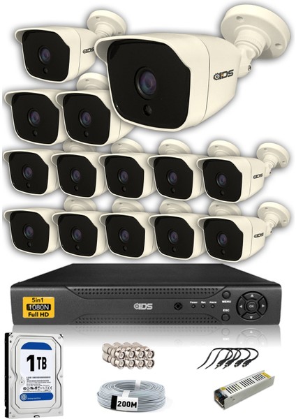 14 Kameralı Set - 5 Mp Sony Lensli Full HD Gece Görüşlü Güvenlik Kamerası Sistemi - Cepten İzle
