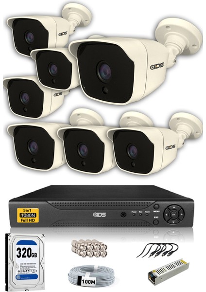 7 Kameralı Set - 5 Mp Sony Lensli Full HD Gece Görüşlü Güvenlik Kamerası Sistemi - Cepten İzle