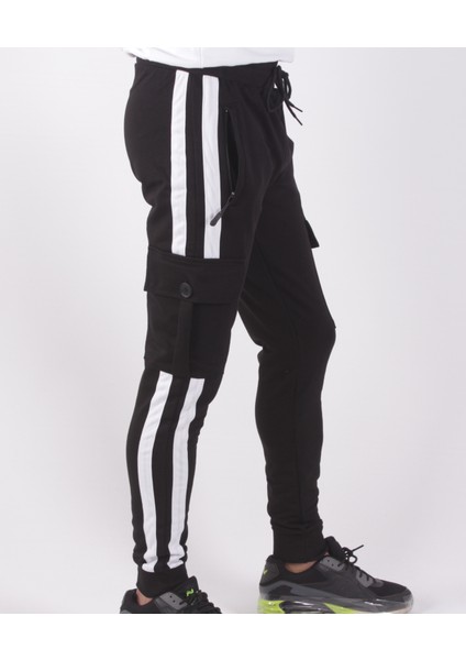 Yanları Şeritli Kargo Cepli Kemer Paça Ribana EŞOFMAN-8831