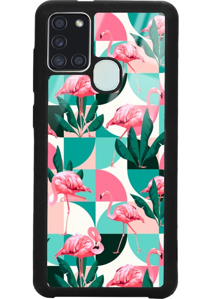 Samsung A21S Retro Flamingo Duvar Kağıdı Tasarımlı Glossy Telefon Kılıfı