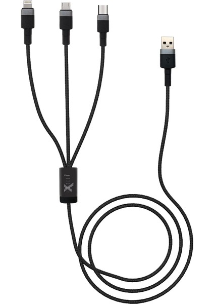 3 Farklı Şarj Kablosu USB Data ve Hızlı Şarj Örgü Kablo IX-UC011