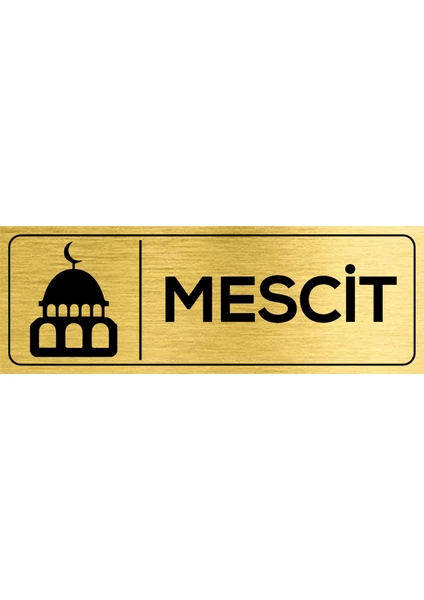 Mescit Kapı Yazısı Metal Kapı Isimliği Gold 23 x 8 cm