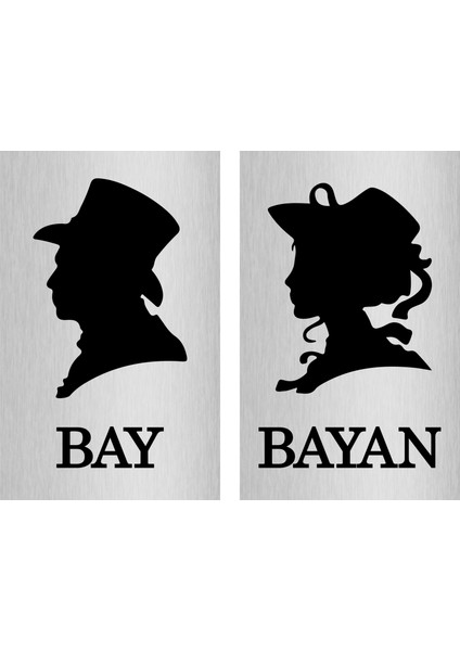 Bay-Bayan Wc Yönlendirme Yazısı Metal 8X13CM 2 Adet