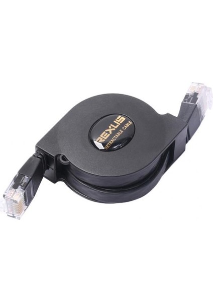 3 Adet -Flat Cat6 Yama Ethernet Lan Ağ Geri Çekilebilir Kablo - Siyah, 2m 3 Adet