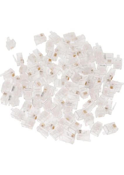 RJ11 Rj-11 6P4C Modüler Fiş Telefon Telefon Bağlayıcı Paketi 100 (Yurt Dışından)