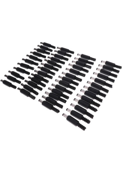 50 Adet 2.5 * 5.5mm 2.5mm Dc Güç Erkek Fiş Lehim Konnektör Plastik Kapak Siyah (Yurt Dışından)