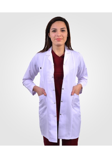 Bayan Klasik Yaka Beyaz Doktor Hemşire Öğretmen Vizit Önlük