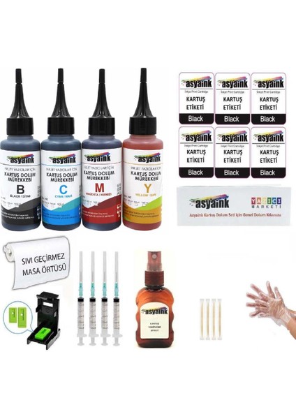 Hp Deskjet D2530/D2545 Muadil Kartuş Dolum Seti 4X100ML