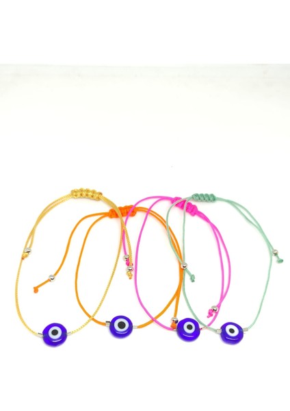 Cam Nazar Boncuklu Asansörlü 4'lü Bileklik Seti Set 1