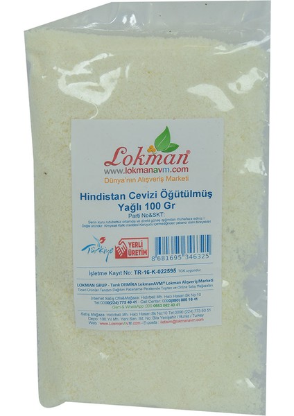 Hindistan Cevizi Öğütülmüş Yağlı 100 gr Paket