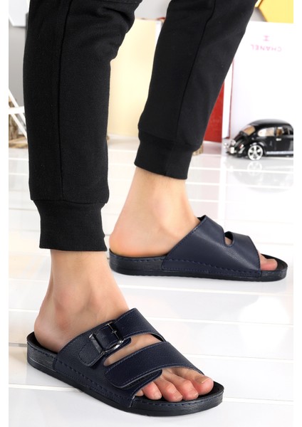 Ary 36-487 Günlük Cırtlı Erkek Terlik Lacivert