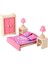 Dollhouse Minyatür Mobilya Ahşap Yatak Odası Yatak Masa Lambası Dolap Oyuncak Seti Gül Kırmızı (Yurt Dışından) 1