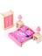 Dollhouse Minyatür Mobilya Ahşap Yatak Odası Yatak Masa Lambası Dolap Oyuncak Seti Gül Kırmızı (Yurt Dışından) 2