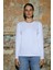 White And Simple Kadın Beyaz Uzun Kollu Bisiklet Yaka Organik Pamuk T-Shirt 1