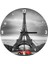 Cakatablo Siyah Beyaz Eyfel ve Kırmızı Araba Duvar Saati (Çap 30X30 Cm) 1