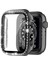 Apple Watch Uyumlu 7 41MM Ekran Korumalı Elmas Taş Kaplama Sert Rubber Kılıf - Siyah 1