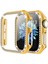 Apple Watch Uyumlu 7 45MM Elmas Taş Kaplama Önü Açık Sert Rubber Kılıf - Gold 1