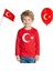 Bayrak Baskılı Uzun Kollu 23 Nisan 19 Mayıs 30 Ağustos 10 Kasım Süper Kalite Unisex Çocuk T-Shirt 1