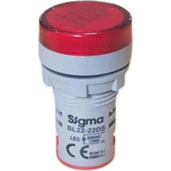 Sigma 220V Ac Pano Tipi Ledli Sinyal Lambası Kırmızı Sigma