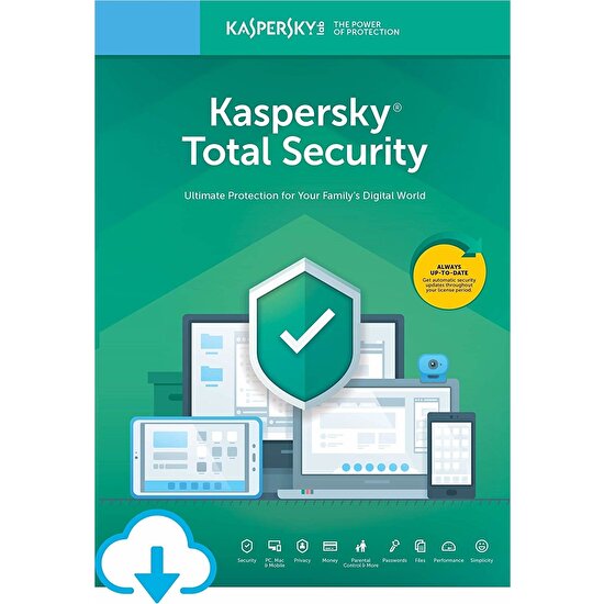 Kaspersky Total Security 2022-2023 1 Kullanıcı 1 Yıl Dijital Lisans Türkçe Virüs Programı