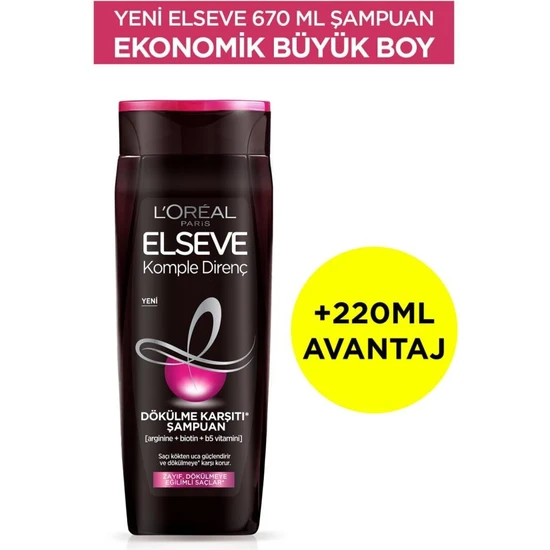 L'Oréal Paris Elseve Komple Direnç Dökülme Karşıtı Şampuan 670 ml