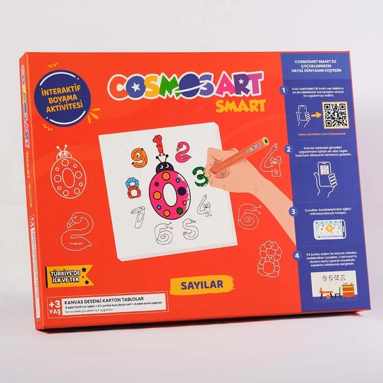CosmosArt Çocuklar Için Karton Kanvas Boyama Seti Sayılar 6 Lı Jumbo Kalem Hediyeli