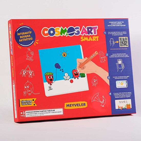 CosmosArt Çocuklar Için Karton Kanvas Boyama Seti Meyveler 6 Lı Jumbo Kalem Hediyeli