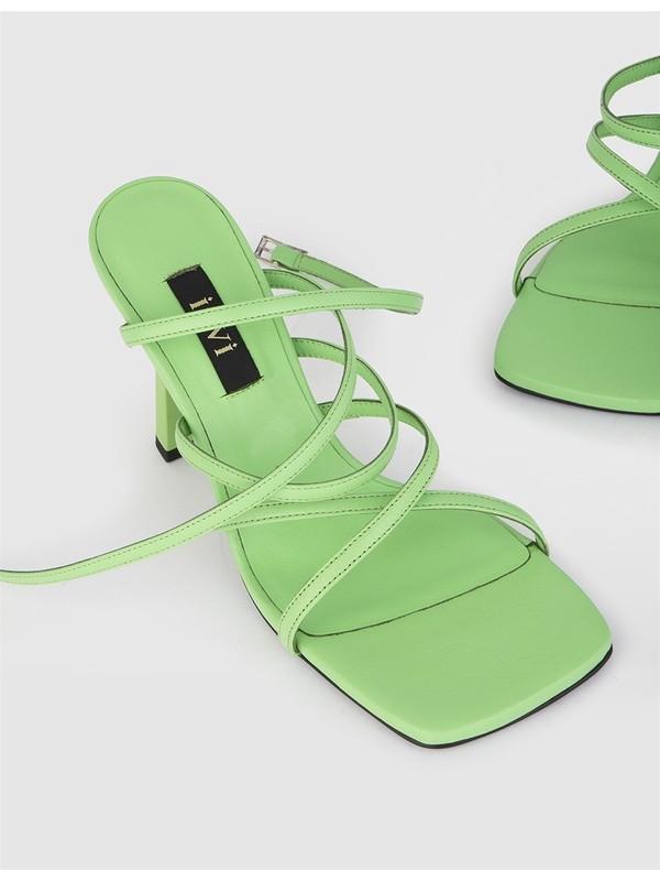 İLVİ Janika Deri Kadın Yeşil Topuklu Sandalet