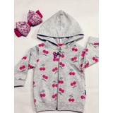 Glossy & Softy Baby Kiraz Desenli Kız Bebek Hırka