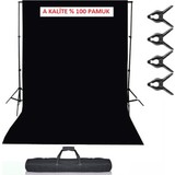 Adin Ticaret Greenbox Fon Standı 2.5x3 Metre Black Screen-Siyah Fon Perde 3 x 3 M