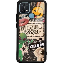 Spoyi Oppo A15 - A15S Retro Sticker Tasarımlı Glossy Telefon Kılıfı