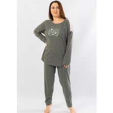 Vienetta Kadın Antrasit Uzun Kollu Büyük Beden Pijama Takımı