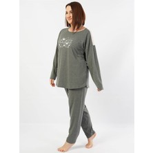Vienetta Kadın Antrasit Uzun Kollu Büyük Beden Pijama Takımı